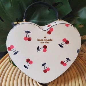 Kate Spade Love Shack Cherry Heart Crossbody Cream Multi NWT Cherrie White